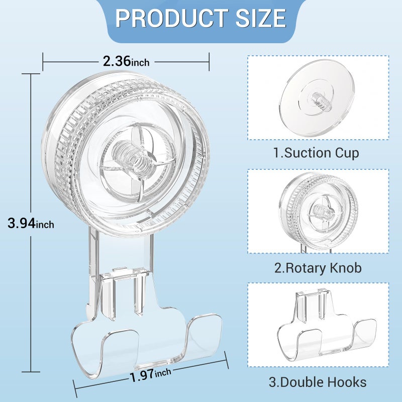 LUXEAR Suction Hooks, 2 Pack Razor Hooks Removable & Reusable Suction Shower Hook Damage-Free Powerful Suction Hanger for Towel Bathrobe Loofah Bathroom Kitchen Storage Hooks Weather Hanger Hook - Image 3